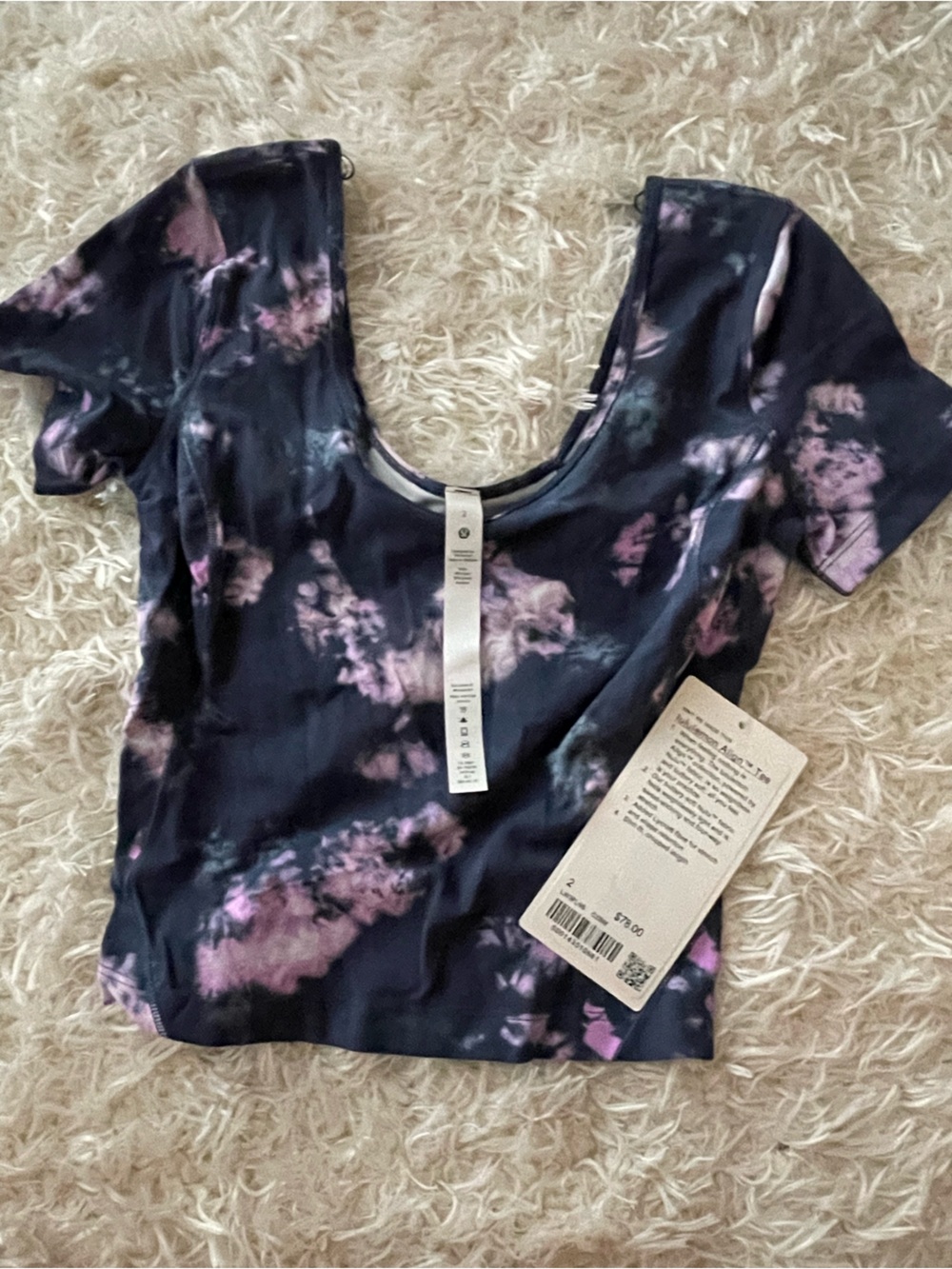 lululemon athletica align tee navy and Pink Tie-Dye Crop
